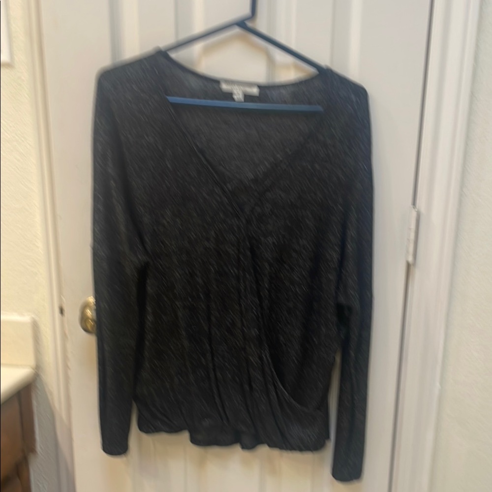 Green Envelope Black Wrap Blouse